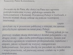 Tekst podziękowania.
